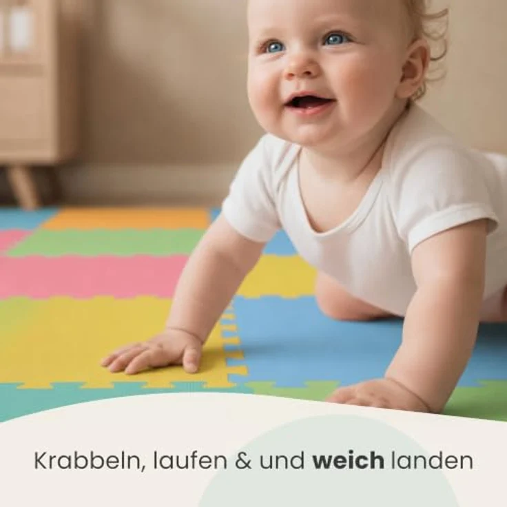 LittleTom Puzzlematte, 18-teilige Baby Spielmatte, 30 x 30 cm, beidseitig verwendbar, wasserfest und antiallergen – Bild 3