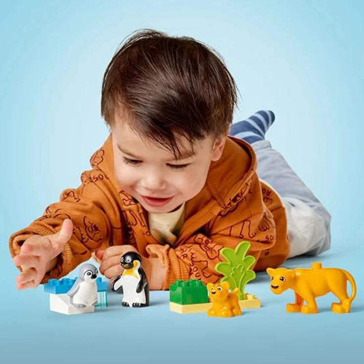 LEGO DUPLO 10442, Wildtierfamilien Pinguine und Löwen, 10-teiliges Lernspielzeug für Kleinkinder ab 2 Jahren, Maße: 22cm x 13cm x 7cm – Bild 3