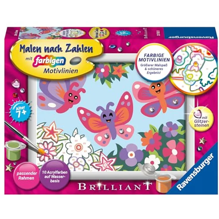Ravensburger - Malen nach Zahlen 23763 - Fröhliche Schmetterlinge - Kinder ab 7 Jahren