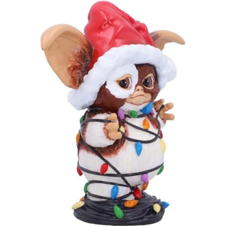 Nemesis Now Gremlins Gizmo in Fairy Lights, 13 cm handbemalte Sammelfigur mit Weihnachtsmütze und bunten Lichtern – Bild 3