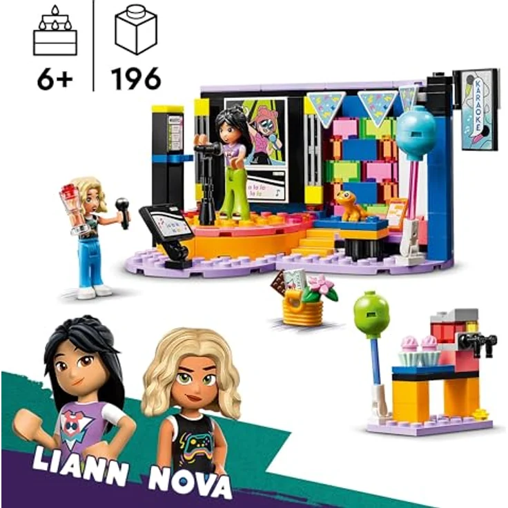 LEGO Friends Karaoke-Party, Musik-Spielzeug für Mädchen und Jungen ab 6 Jahren, die gern singen, Mini-Puppen-Set mit den Figuren Liann und Nova sowie einem Gecko, Geschenk für Kinder 42610 – Bild 2