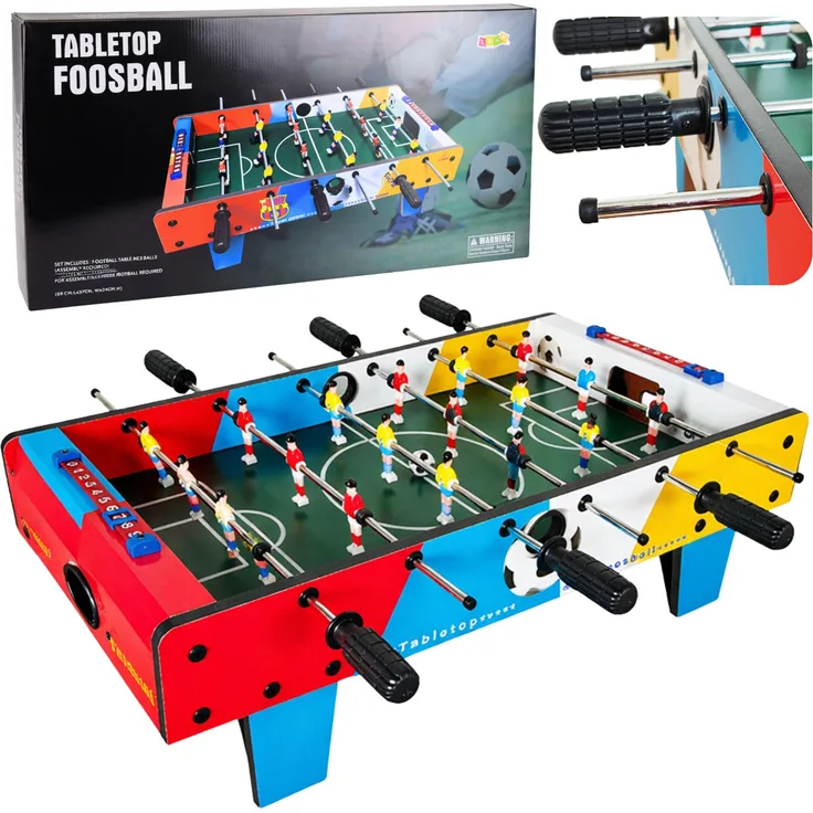 Lean Toys Mini-Tischfußball-Geschicklichkeitsspiel, Tischfußball mit 2 Bällen, 69 cm