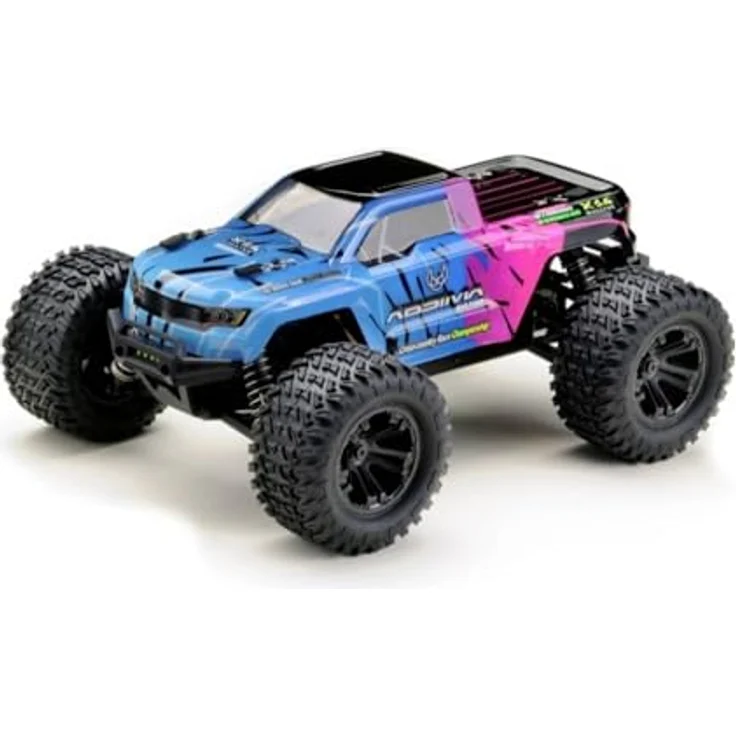 Absima MINI AMT Monstertruck 1:16, Elektro RC Modellauto in Pink und Blau, Allradantrieb (4WD), spritzwassergeschützt, inkl. Akku und USB-Ladekabel, RTR 2,4 GHz