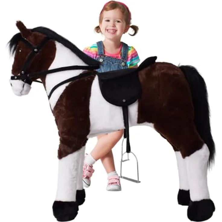TE-Trend Pferd, 70 cm – Das perfekte Reitpferd für Kinder mit Sattel, Zaumzeug und Steigbügeln. EIN traumhaftes Geschenk für Pferdefreunde! Das ideale Spielzeug für glückliche Mädchen, braun