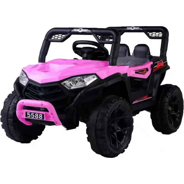 BoGi Elektro-Kinderbuggy BJNA5588, 12V mit 4x38W Motor, Schaukelfunktion, Musik & LED, Farben: Pink, Rot, Weiß