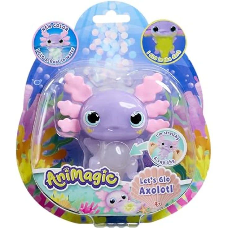 Animagic Let’s Glo Axolotl – Elektronisches Hundekuscheltier in Lila Pastell, schwimmend und leuchtend im Wasser, für Kinder ab 4 Jahren mit sensorischem Spiel und taktilem Erlebnis – Bild 1