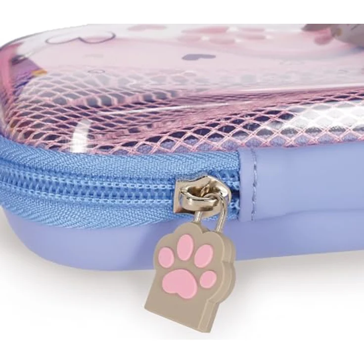 Legami Wonderwow Kitty Federmäppchen, 2 Fächer mit Stifthalter und Netzfach, Reißverschluss, 23 x 11 x 5 cm – Bild 5