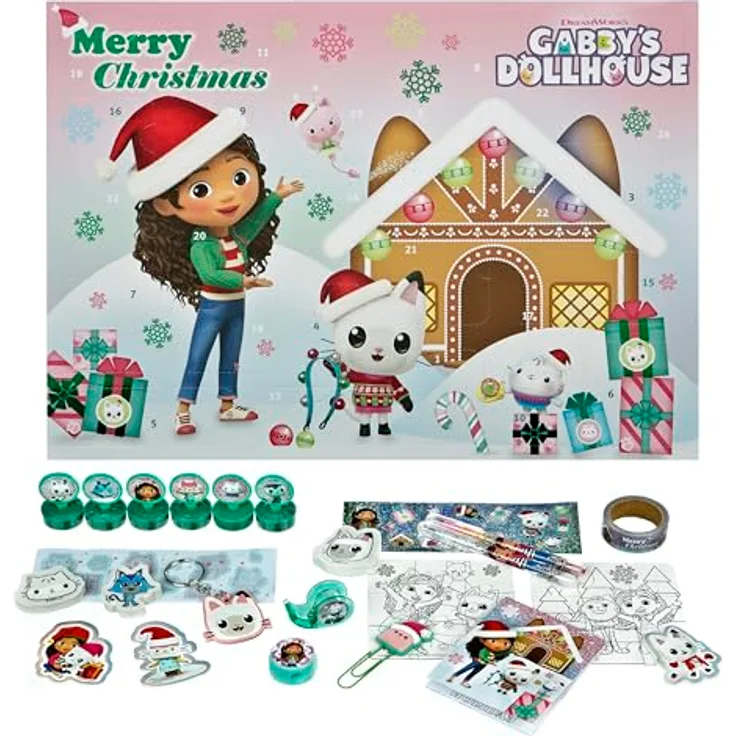 UNDERCOVER Gabby's Dollhouse Adventskalender 2025, 24-tlg. mit Schreibwaren und Spielzeugen für Kinder ab 3 Jahren