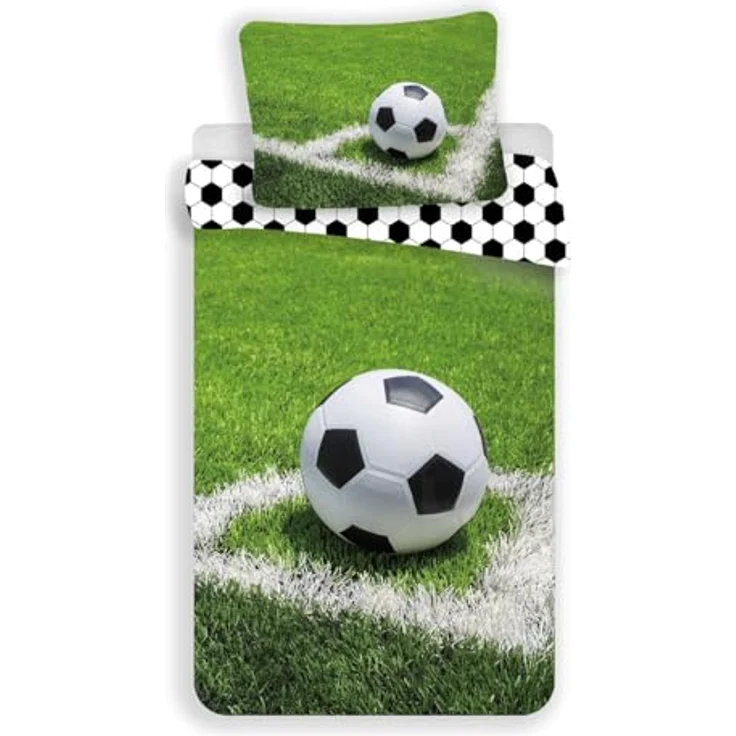 Jerry Fabrics Bettwäsche Fußball, Fußballmotiv Erwachsene, 100% Baumwolle, blau - Preisvergleich – Bild 2