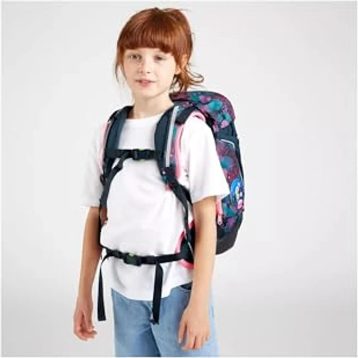 ergobag Schulranzen pack Set (6-tlg.), ergonomischer Rucksack mit recycelten Kletties und Your-Size-System, farbenfrohes Design – Bild 6