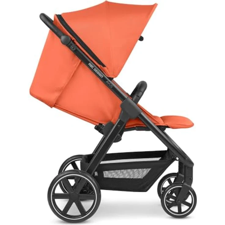 ABC Design Alltagsbuggy Avus – Handlicher und komfortabler Buggy für den Alltag mit flacher Liegeposition und kompaktem Faltmaß mit Transportsicherung – ab Geburt bis 22 kg (carrot) – Bild 3