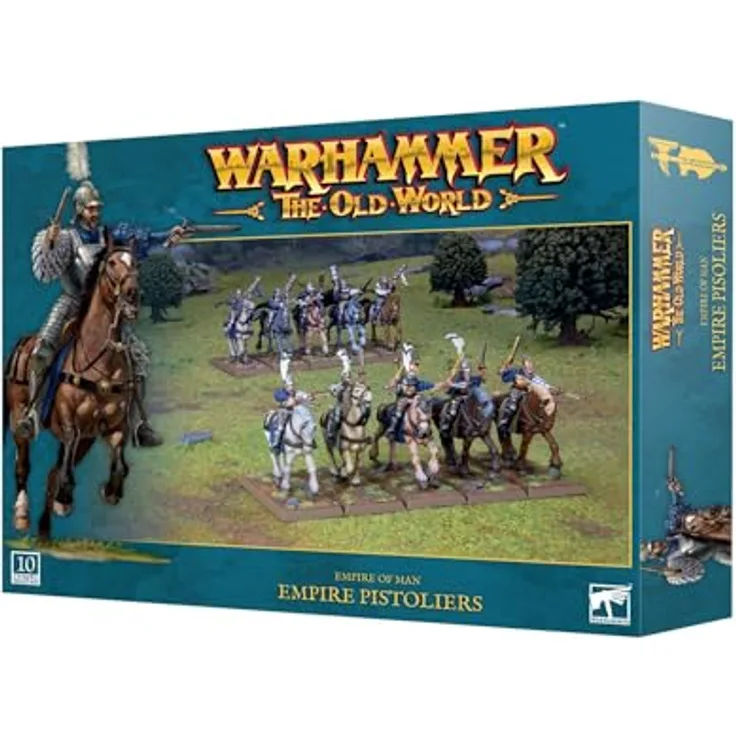 Games Workshop Warhammer The Old World Empire of Man: Empire Pistoliers, Bausatz für 10 montierte Fernkampfkrieger, alternativ als Outriders mit Repeater-Pistolen nutzbar