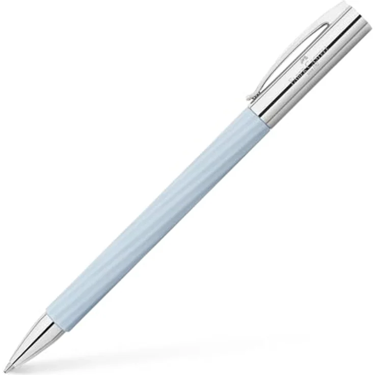 Faber-Castell Drehkugelschreiber Ambition Italic Ice Blue, dokumentenecht, 0,5 mm Strichstärke, Edelharz-Schaftherstellung, rund, silberner Clip – Bild 1