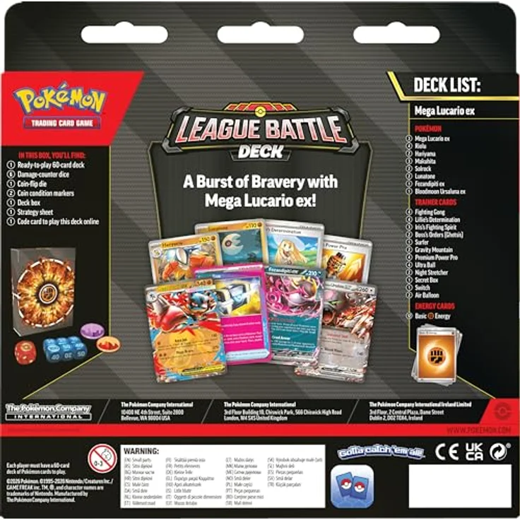 The Pokemon Company Pokemon Mega Lucario ex League Battle Deck, spielbereit mit 6 strategischen Karten, inklusive Deckbox und Würfeln – Bild 2