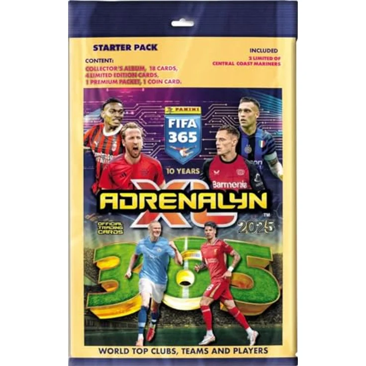 Panini Adrenalyn FIFA 365, 2024–2025, Sammelkarten Set mit Goldfarbenem Ordner, 4 Umschlägen, 3 Karten und Führer – Bild 1