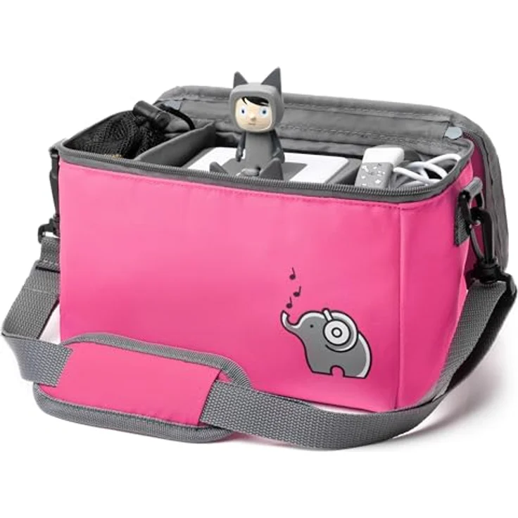 fantifant Musikbox Tasche für Toniebox [ + Netzbeutel für Tonie Aufbewahrung ] Flexible TRANSPORTTASCHE FÜR TONIEBOX Tasche für Starter Set, Figuren und Zubehör I aus recyceltem PET I flamingopink – Bild 2