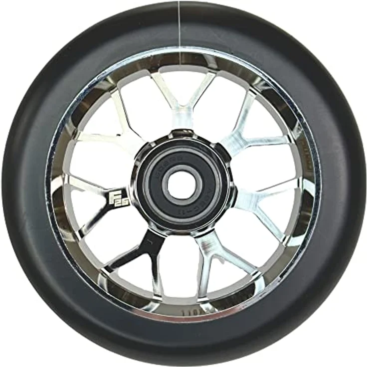 Fantic26 Spy7 Stunt-Scooter Rolle 110mm Abec11 Chrome/Pu Schwarz, Stunt-Scooter Rolle aus Aluminium 6061, ABEC-11 Kugellager, 88A Härte – Bild 4