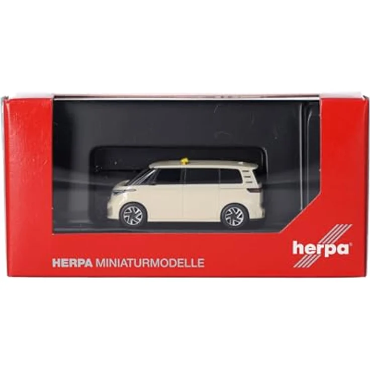 Herpa VW ID. Buzz Taxi, Miniatur im Maßstab 1:87, Sammlerstück aus Kunststoff, Weiß, Made in Germany – Bild 5