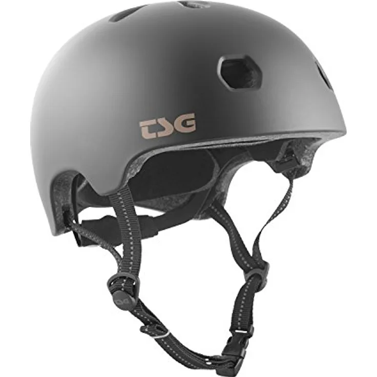 TSG Meta Solid Color Halbschalenhelm, Satin black, L/XL - In-Mold Konstruktion, Austauschbare Pads, Reflektierende Gurte