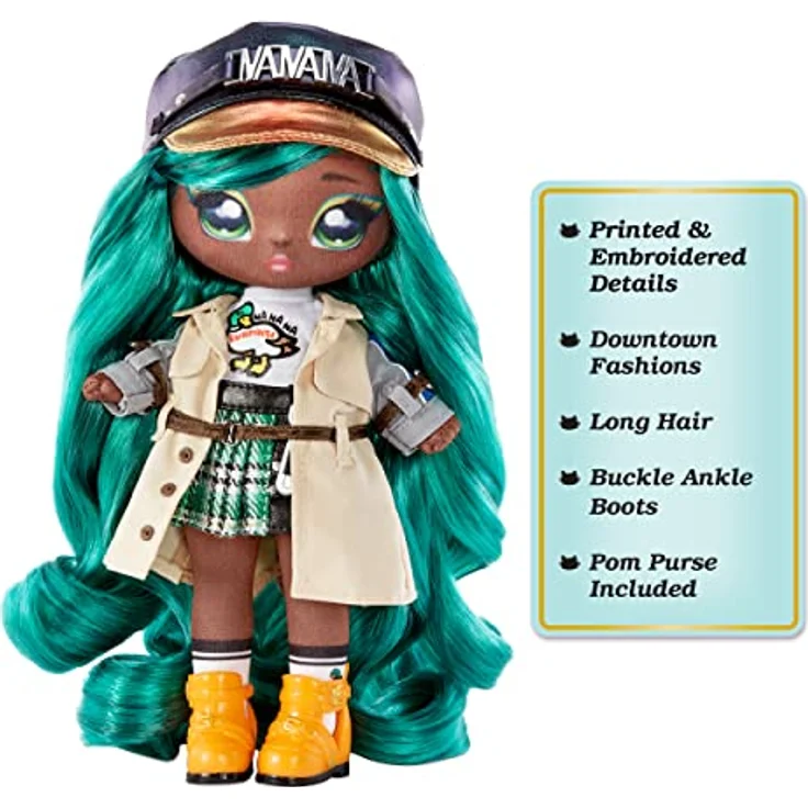 Na Na Na Surprise Glam Serie 2 - MALLORY DUCKINGTON - Von Enten inspirierte, weiche Plüschpuppe mit grünem Haar und Metallic-Tier-Clip-On-Tasche - Zum Sammeln - Tolles Geschenk für Kinder ab 5 Jahren – Bild 4