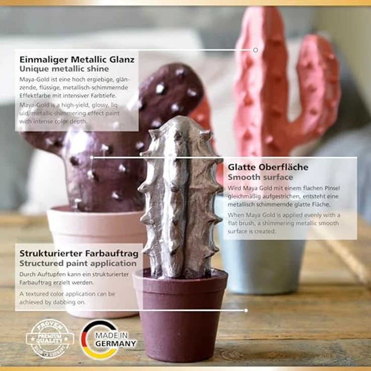 Viva Decor Maya Gold 45ml (Bordeaux) - Metallic-Acrylfarbe für Holz, Glas und Porzellan, stoßfest, wischfest und wetterfest für glänzende Metall-Effekte – Bild 4
