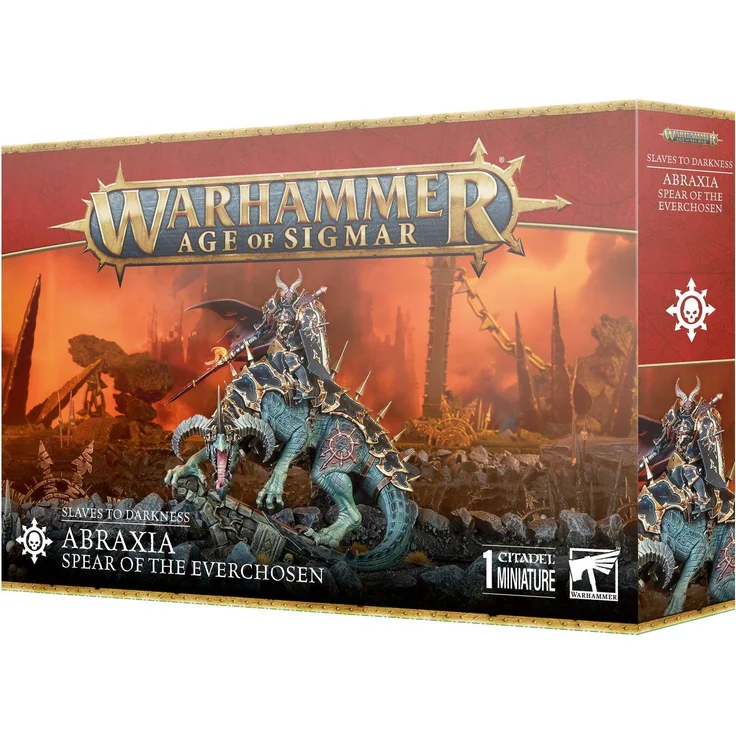 Games Workshop Warhammer Age of Sigmar Slaves to Darkness Abraxia Spear of the Everchosen, mehrteiliger Plastikbausatz mit 49 Teilen und Citadel 100mm Rundbasis, unmontiert und unbemalt – Bild 1