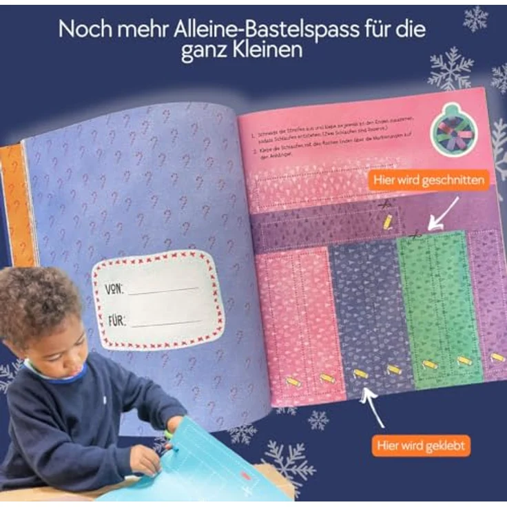 frechverlag GmbH Das Adventskalender-Verbastelbuch für die Allerkleinsten, 24 weihnachtliche Bastelprojekte für Kinder ab 3 Jahren, Schneiden und Kleben – Bild 4