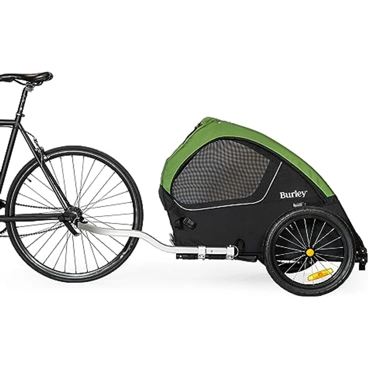 Burley Design Tail Wagon Dog Carrier, Fahrradanhänger für Hunde bis 34 kg, schwarz-grün, mit geräumigem Innenraum und stabilen Rädern – Bild 4
