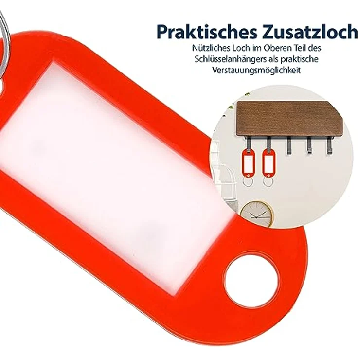 Westcott Schlüsselanhänger 100 Stück | Robuste Anhänger zum Beschriften mit austauschbaren Etiketten | Mit Metall-Ring in der Farbe Schwarz – Bild 5