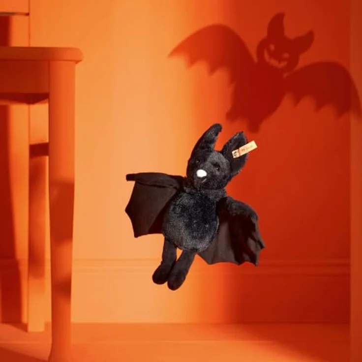 Steiff Fledermaus Boris, Kuscheltier aus flauschigem Plüsch, schwarz, 18 cm mit Granulatsäckchen – Bild 6