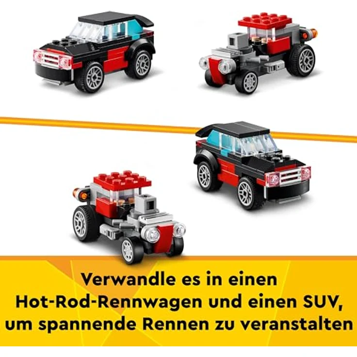 LEGO Creator 3in1 Tieflader mit Hubschrauber, Fahrzeuge-Set mit Helikopter- und LKW-Spielzeug, Flugzeug und Tanklaster, Hot Rod und SUV, Geschenk für 7-jährige Jungs und Mädchen 31146 – Bild 5