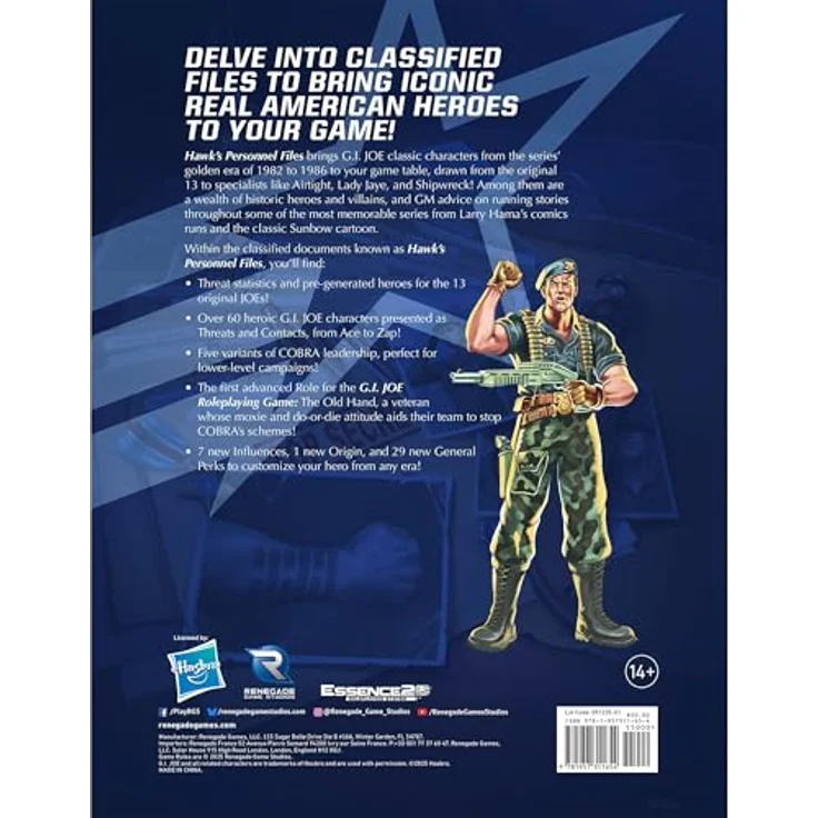 Sonstige Verlage G.I. Joe Roleplaying Game Hawk's Personnel Files Sourcebook, Rollenspiel-Quellenbuch mit 64 Statistiken und neuen Charakteroptionen für die goldene Ära von G.I. Joe – Bild 2