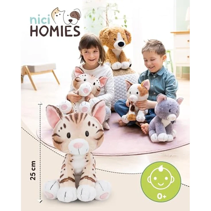 NICI Kuscheltier Bengal Katze sitzend, 25 cm aus kuschelweichem Plüsch, braun marmoriert, Teil der NICI GREEN Produktwelt – Bild 2