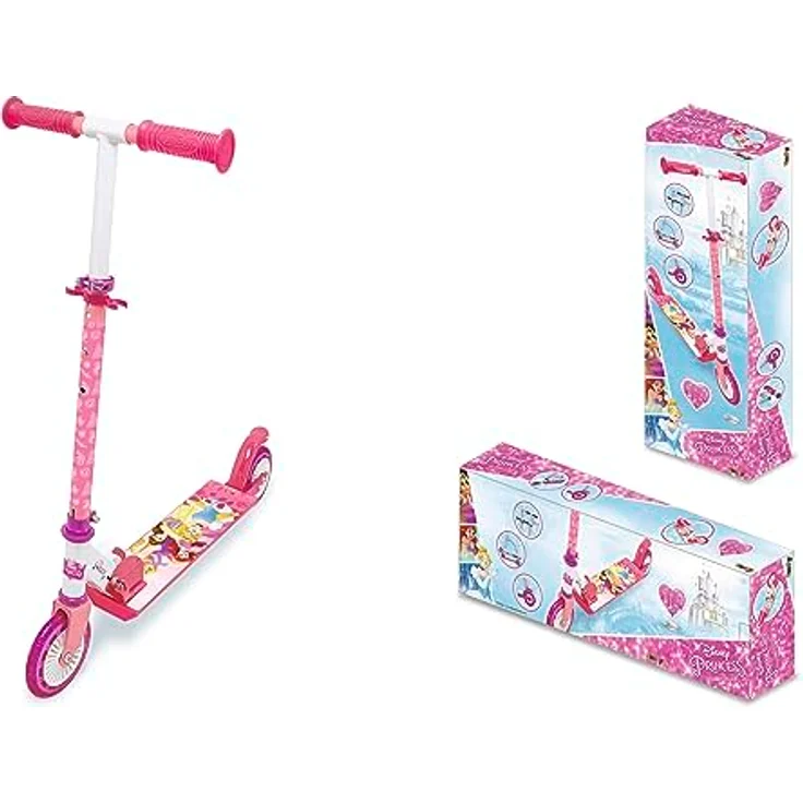 Smoby Disney Princess 2-rädriger Klapproller für Kinder, höhenverstellbarer Lenker, lautlose Rollen und Bremse – Bild 2