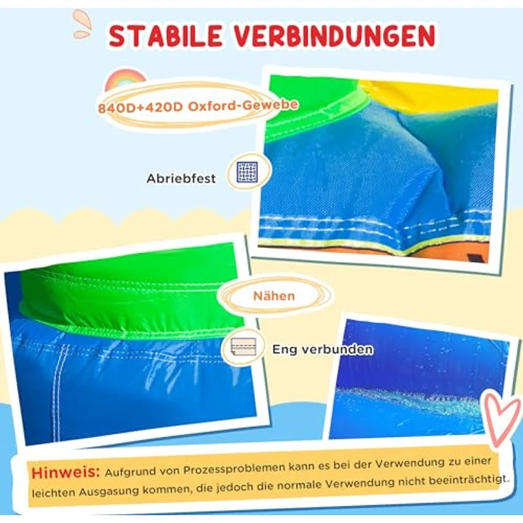 HOMCOM Hüpfburg mit Gebläse, Rutsche, Trampolin, (Kinderhüpfburg, 1-tlg., Spielburg), für Kinder 3 bis 10 Jahre, Oxford, 300 x 180 x 160 cm, Mehrfarbig – Bild 6