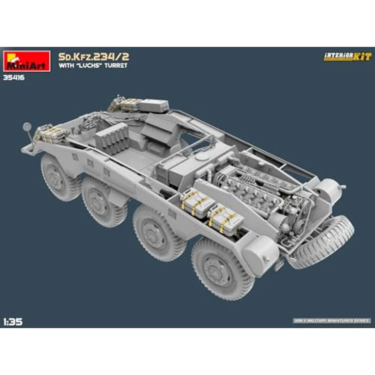Other 1:35 Sd.Kfz.234/2 mit Luchs Turm, Modellfahrzeug mit detailliertem Interieur und Photoätzteilen, zwei Varianten darstellbar – Bild 15