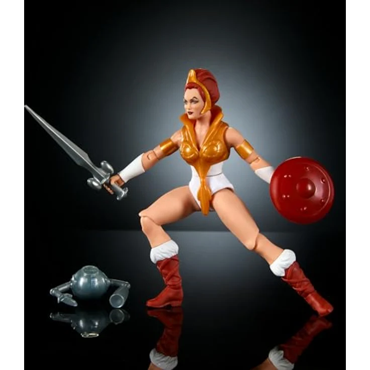 Masters of the Universe Origins Teela-Actionfigur, ca. 14 cm große MOTU-Heldin mit Zubehör und Mini-Comic, metallische Akzente, HYD27 – Bild 4