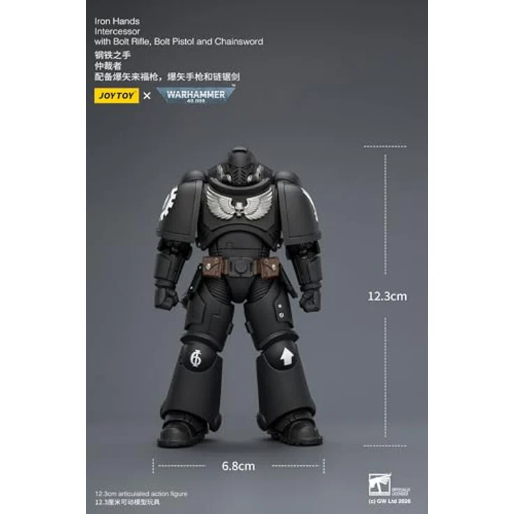 Joy Toy Warhammer Iron Hands Intercessor Figur, 12 cm, detailreiche Sammelfigur mit Bolzengewehr, Bolzenpistole und Kettenschwert – Bild 8