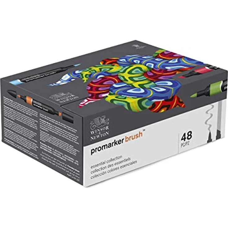Winsor & Newton 0290080 BrushMarker, 48 Farben Set, Twinmarker mit Pinsel- und Keilspitze für Zeichnungen, Kalligraphie und Design – Bild 1