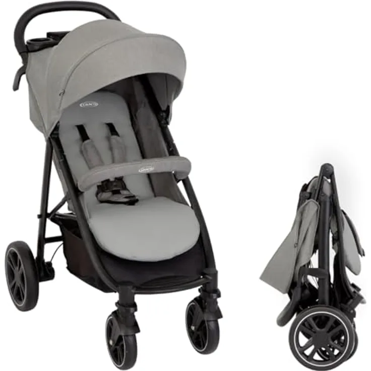 Graco Buggy Eezefold DLX, Sportwagen mit Einhand-Faltmechanismus, Becherhalter und Mobilitätsgarantie - Lunar