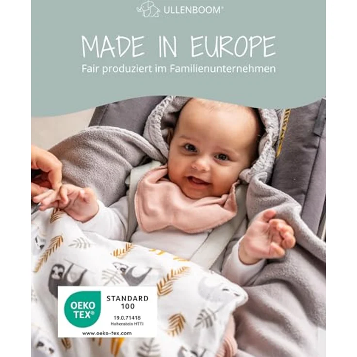 ULLENBOOM Einschlagdecke für Babyschalen Sommer, atmungsaktiv, 100% Baumwolle, OEKO-TEX zertifiziert, ideale Temperaturregelung ab 17°C – Bild 5
