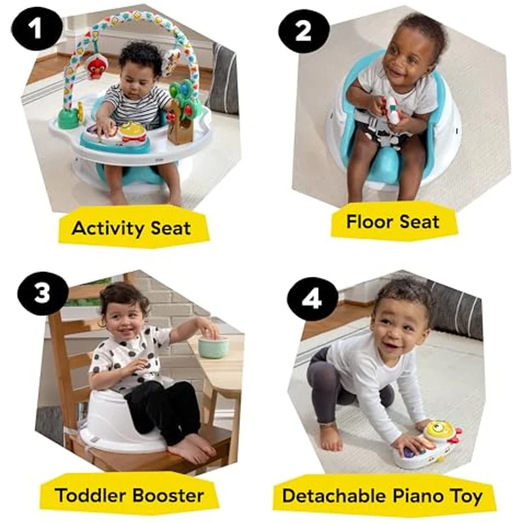 Baby Einstein SuperSeat Touch of Tunes 3-in-1 Aktivitätssitz, mit Musik und Lichtern, für Babys ab 6 Monaten, 14,96 kg, inkl. abnehmbarem Klavier, 5 Spielzeugen, BPA-freiem Snack-Tablett – Bild 2