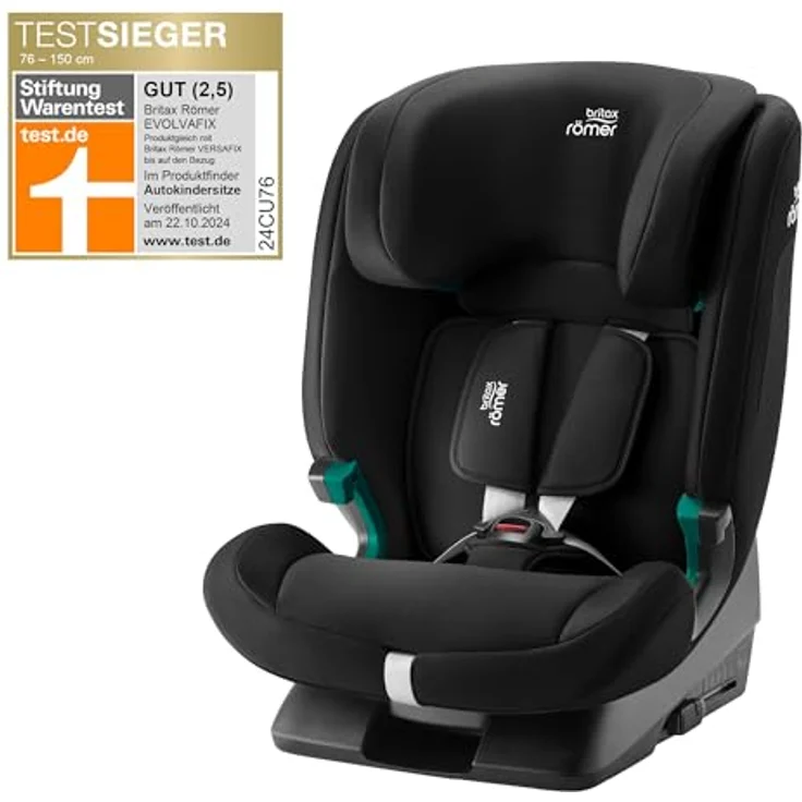 BRITAX RÖMER Kindersitz EVOLVAFIX, i-Size Kindersitz für Kinder 76-150 cm, Space Black, 5-Punkt-Gurt bis 22 kg, ISOFIX & Top Tether Installation – Bild 2