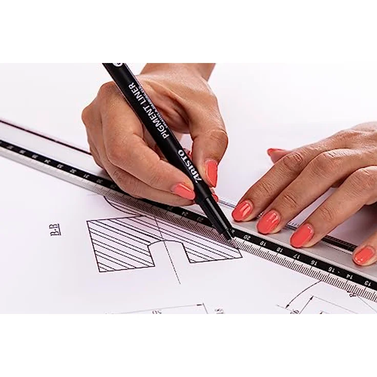 ARISTO Pigment Fineliner, Set mit 4 Stiften in Schwarz, Strichstärken 0,1 + 0,3 + 0,5 + 0,7 mm, lichtbeständig und wasserfest – Bild 3