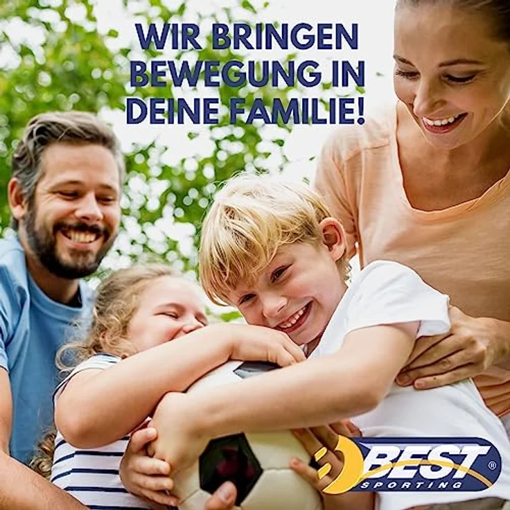 BEST SPORTING Fußballtor Kinder 240cm x 170cm x 85cm, wetterfestes und stabiles Kindertor mit blauer Torwand und 5 Schusslöchern, inkl. Netz und Heringen, Grau – Bild 5