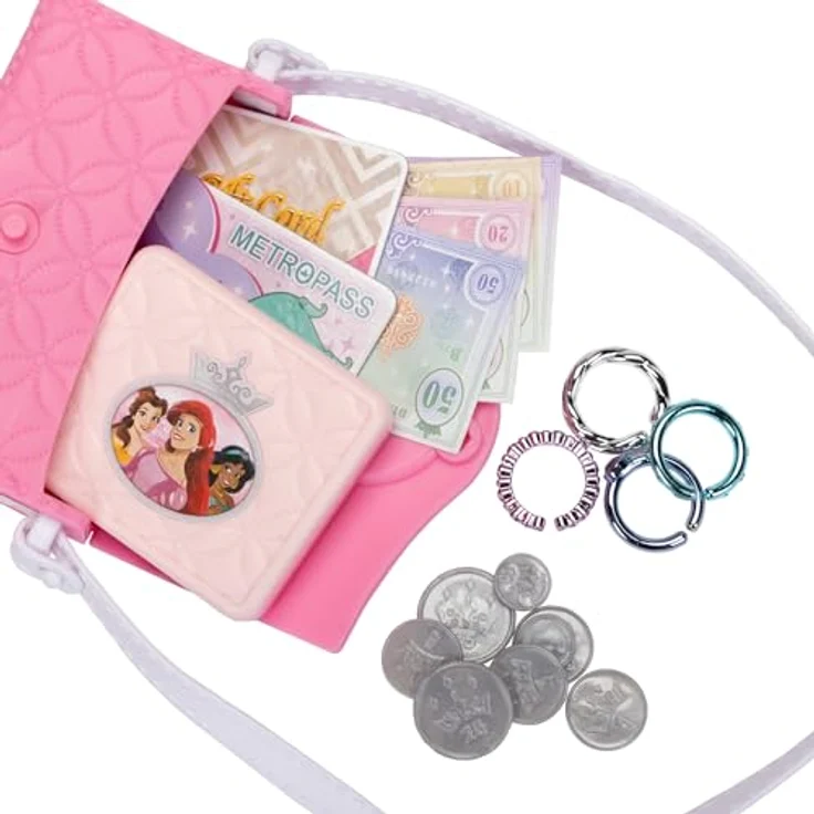 Jakks Pacific Disney Princess Mini-Handtasche aus PVC-Vinyl mit 4-5 Glamour-Accessoires, pink – Bild 4