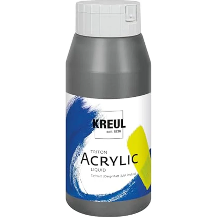 KREUL Triton Acrylic Liquid Graphite 750 ml, Hochwertige Künstler-Acrylfarbe in Studienqualität, tiefmatt und schnell trocknend, wasserverdünnbar – Bild 1
