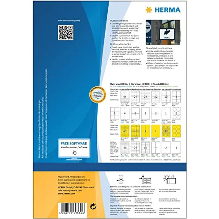 HERMA 160 Folien-Kraftklebe-Etiketten 9539, selbstklebend, weiß, rechteckig, 99,1 x 139,0 mm, öl- und schmutzabweisend, UV-beständig – Bild 2