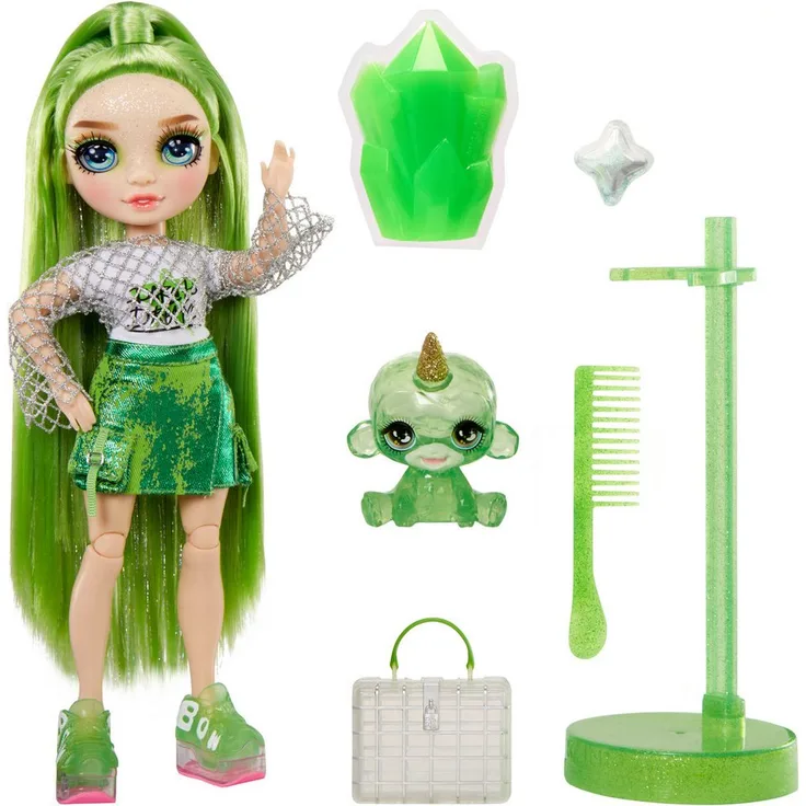 Rainbow High Anziehpuppe Classic Rainbow Fashion Doll- Jade (green), mit funkelndem, glänzendem Haustier und magischem Glitzerschleim - Preisvergleich