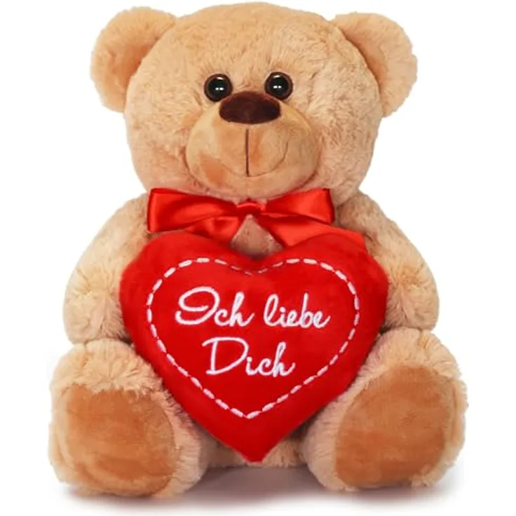 matches21 HOME & HOBBY Teddybär mit Herz hellbraun beige Kuscheltier 25 cm Ich liebe dich